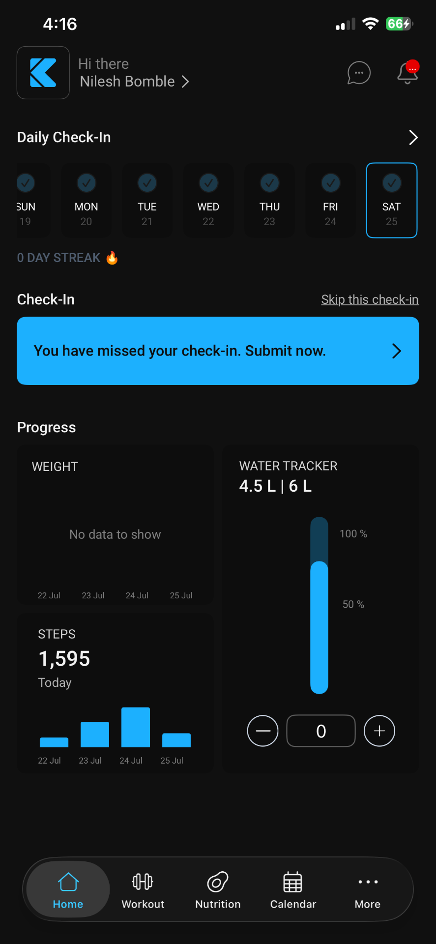 Built For Life app — daily check-in and progress